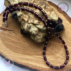 Garnet Tube Bead Necklace